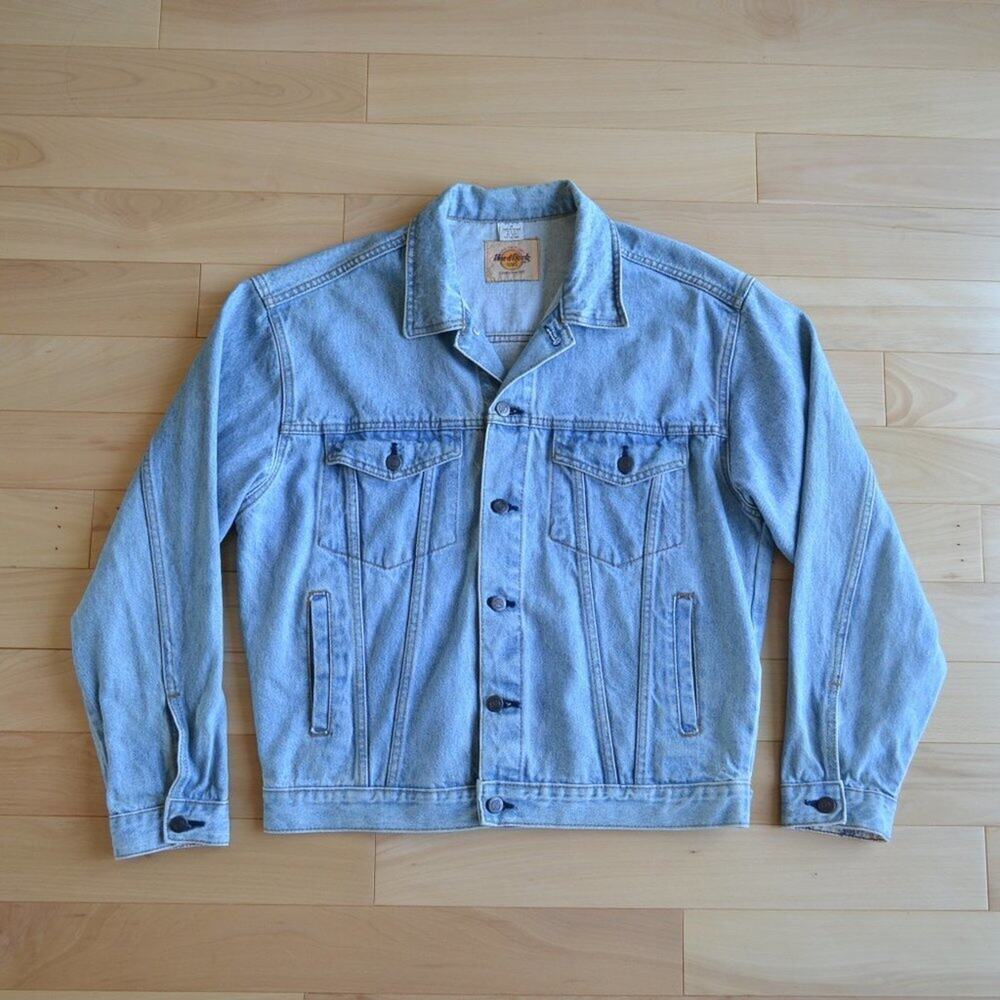 Vintage Hard Rock Cafe Denim Jean Jacket Trucker Orlando Florida